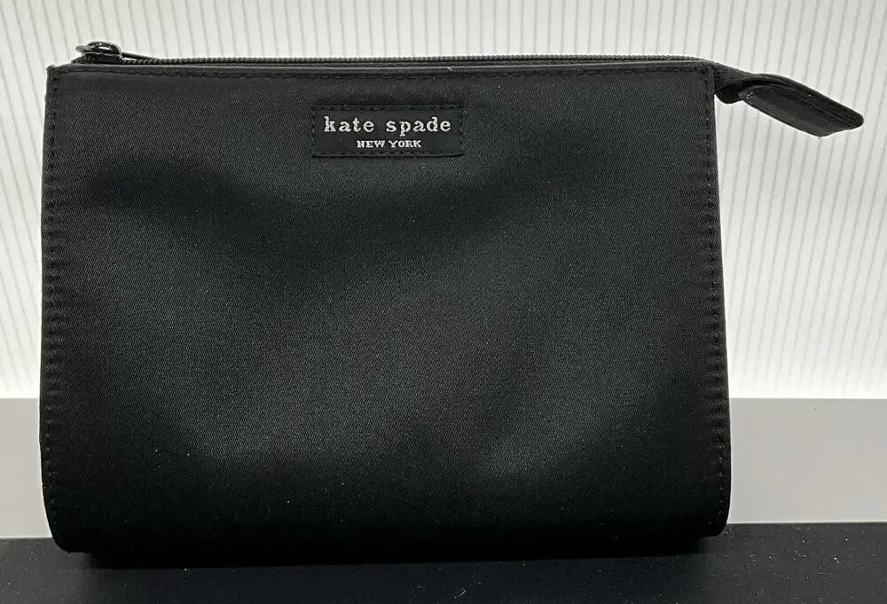 Kate Spade New York Black Cosmetics Pouch Makeup Bag - 5” x 6”